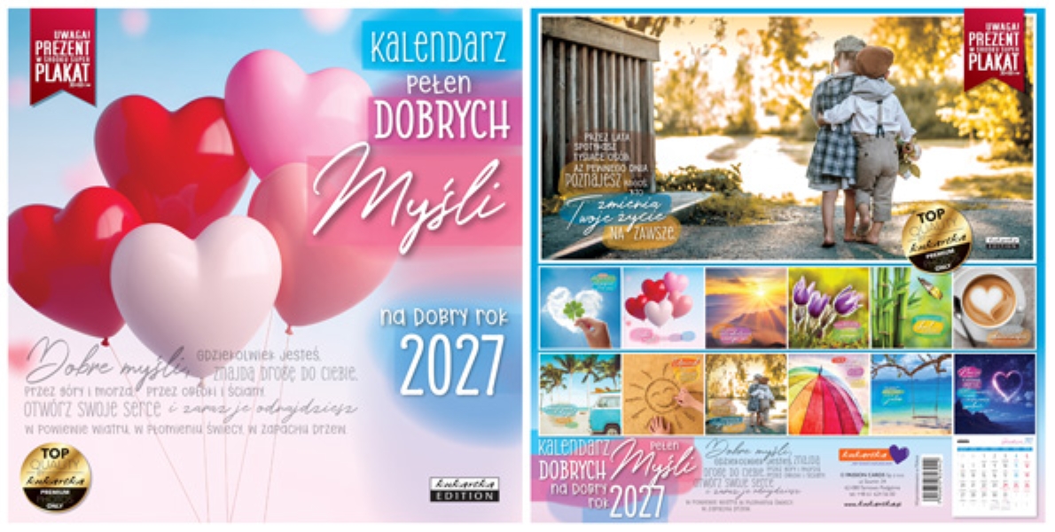 Kalendarz 2027 kukartka ŚCIENNY - DOBRYCH MYŚLI (30x60 cm)