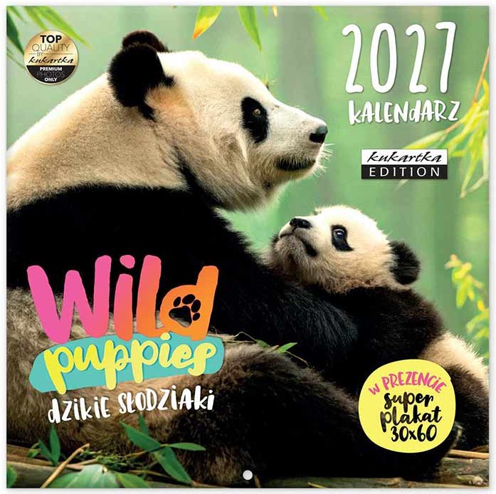 Kalendarz 2027 kukartka ŚCIENNY - WILD PUPPIES (30x60 cm)