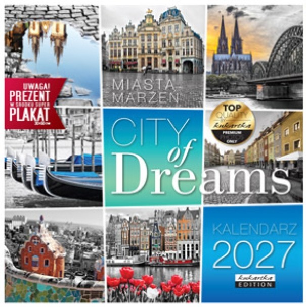 Kalendarz 2027 kukartka ŚCIENNY - CITY OF DREAMS (30x60 cm)