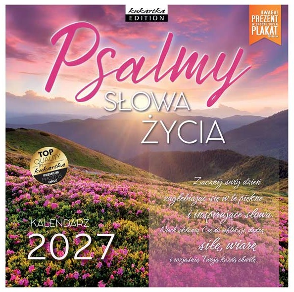 Kalendarz 2027 kukartka ŚCIENNY - PSALMY SŁOWA ŻYCIA (30x60 cm)