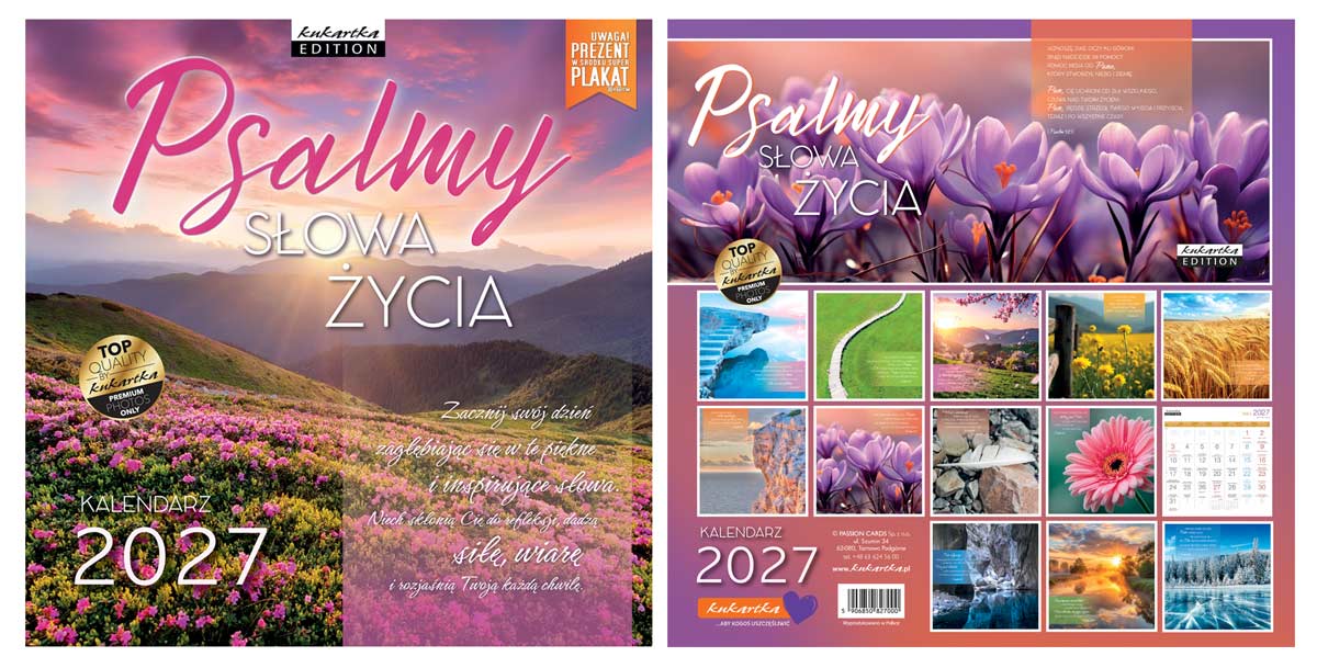 Kalendarz 2027 kukartka ŚCIENNY - PSALMY SŁOWA ŻYCIA (30x60 cm)