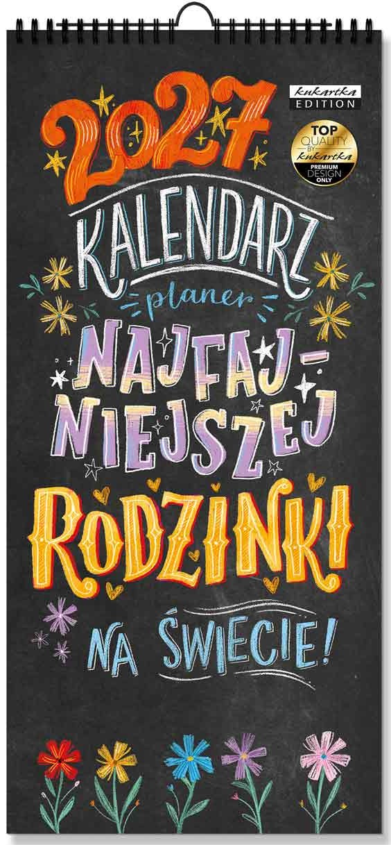 Kalendarz 2027 kukartka ŚCIENNY planer - NAJFAJNIEJSZEJ RODZINKI (21x45 cm)
