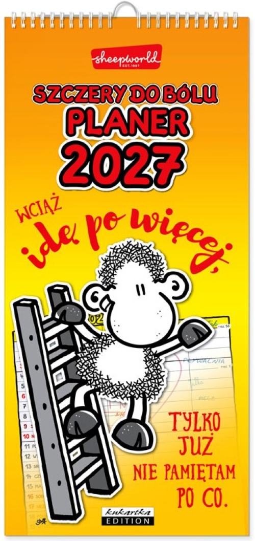 Kalendarz 2027 kukartka ŚCIENNY planer - SHEEPWORLD SZCZERY (21x45 cm)