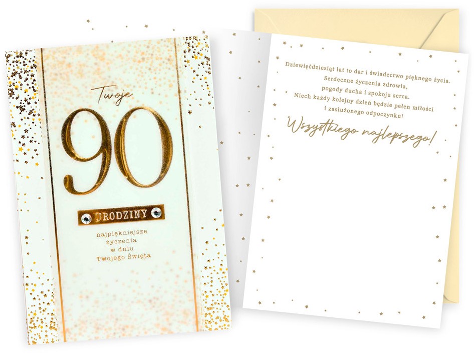 Karnet Dream Cards z kopertą: Urodziny 90 (cyfry) DK-1372