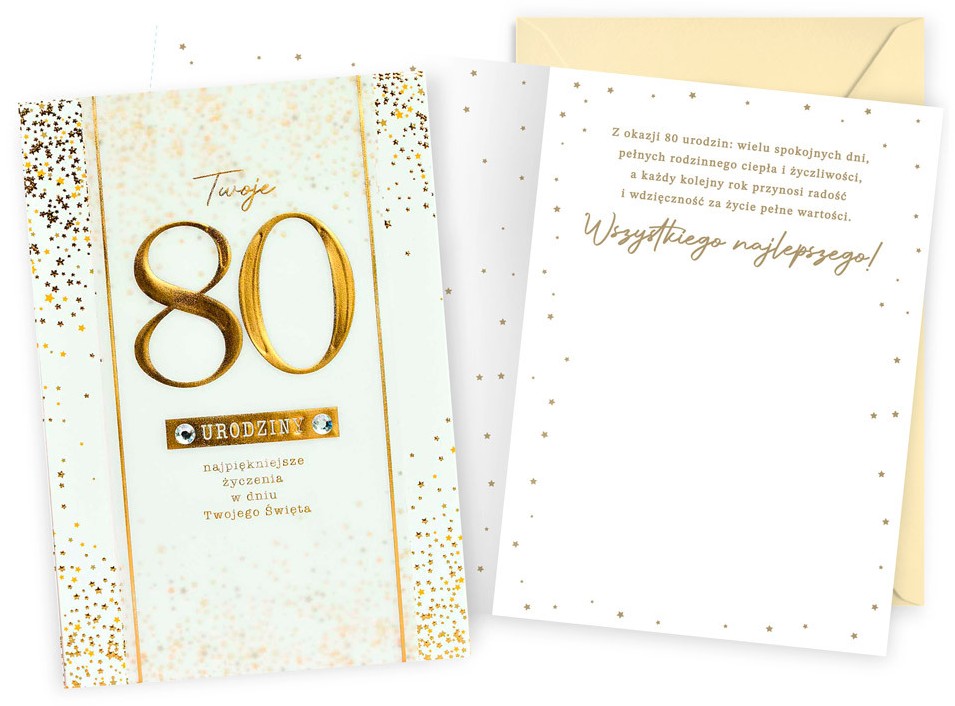 Karnet Dream Cards z kopertą: Urodziny 80 (cyfry) DK-1371