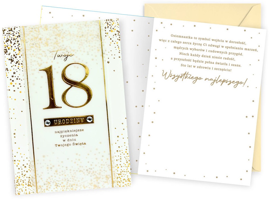 Karnet Dream Cards z kopertą: Urodziny 18 (cyfry, osiemnastka) DK-1365
