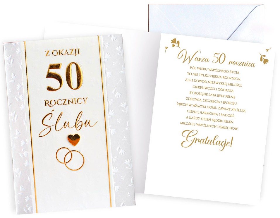 Karnet Dream Cards z kopertą: Rocznica Ślubu 50 (cyfry) DK-1343
