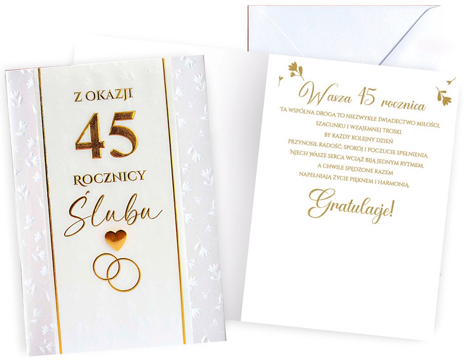 Karnet Dream Cards z kopertą: Rocznica Ślubu 45 (cyfry) DK-1342