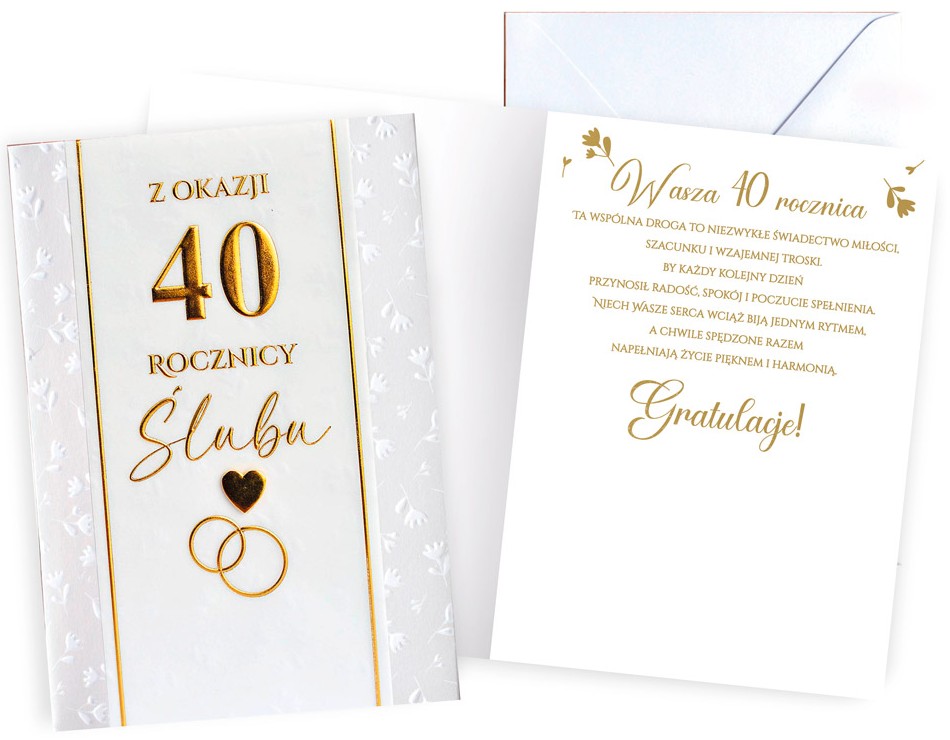 Karnet Dream Cards z kopertą: Rocznica Ślubu 40 (cyfry) DK-1341