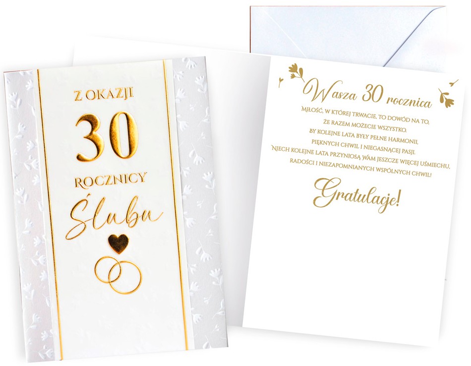 Karnet Dream Cards z kopertą: Rocznica Ślubu 30 (cyfry) DK-1339