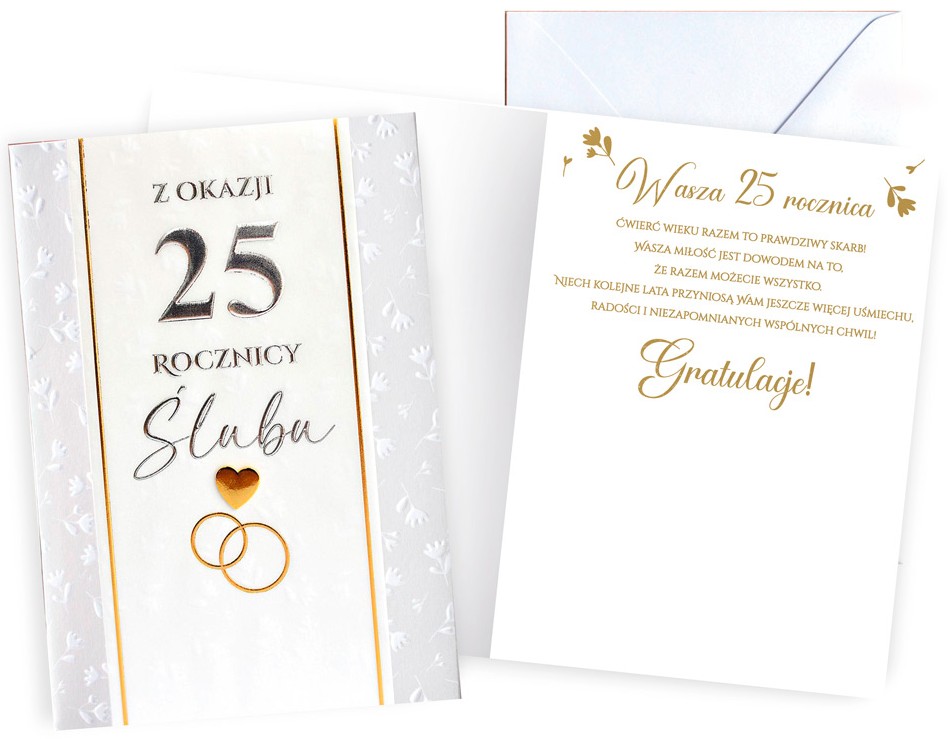 Karnet Dream Cards z kopertą: Rocznica Ślubu 25 (cyfry) DK-1338