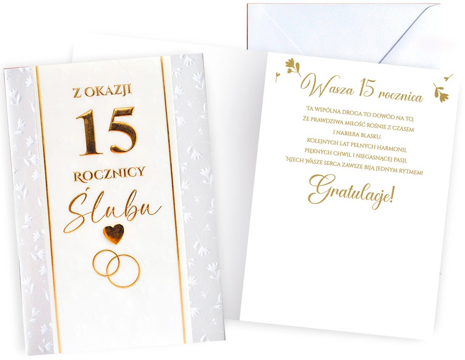 Karnet Dream Cards z kopertą: Rocznica Ślubu 15 (cyfry) DK-1336