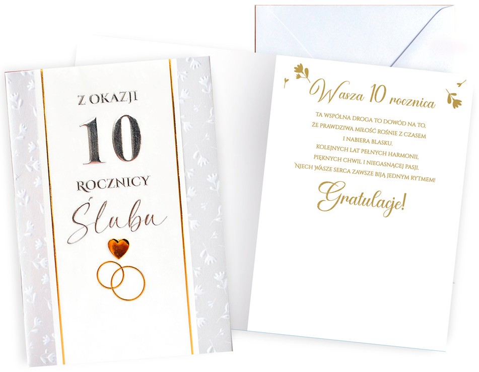 Karnet Dream Cards z kopertą: Rocznica Ślubu 10 (cyfry) DK-1335