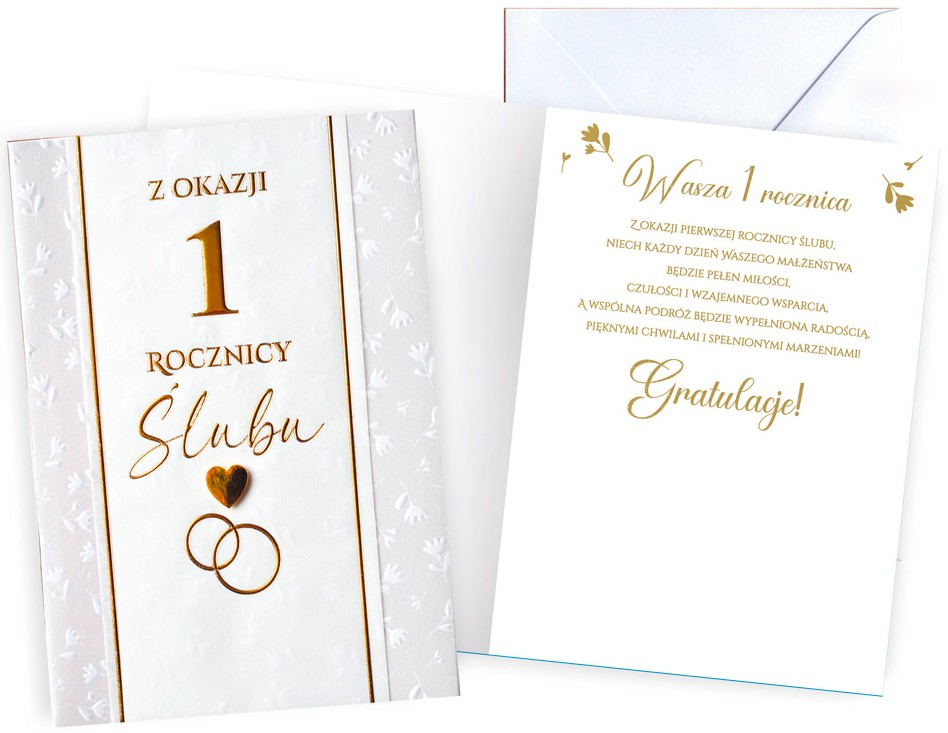 Karnet Dream Cards z kopertą: Rocznica Ślubu 1 (cyfry) DK-1333