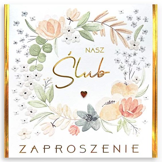 Zaproszenie PREMIUM z kopertą: na Ślub ZP-056 (1 szt.)
