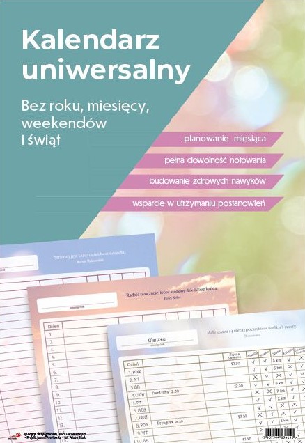 Kalendarz UNIWERSALNY ŚCIENNY - Bez roku, miesięcy, weekendów i świąt (33,5x48,5 cm)