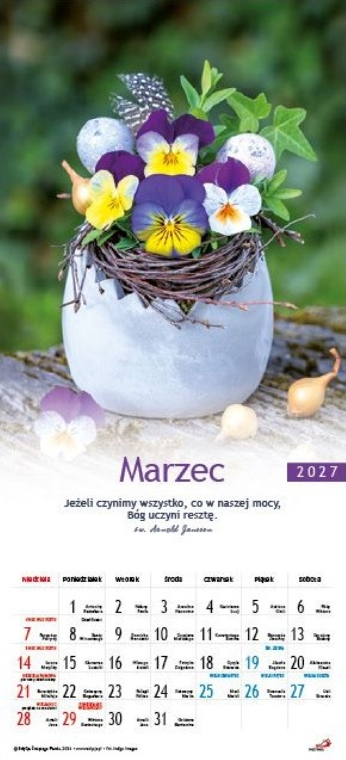 Kalendarz 2027 ŚCIENNY - W krainie kwiatów (22,2x48,5 cm)
