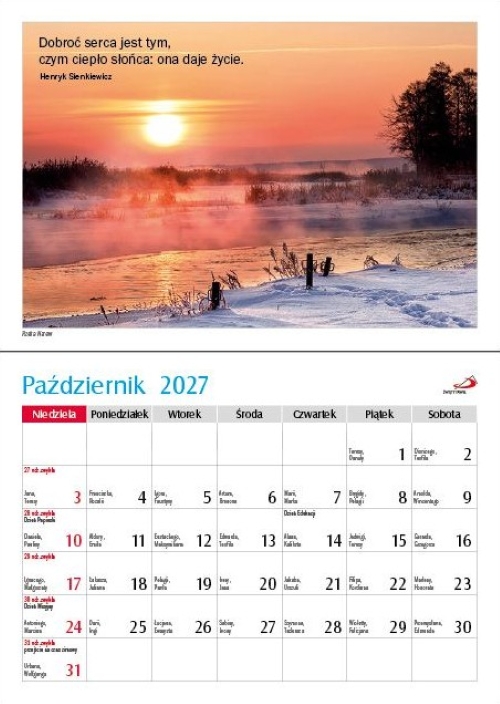 Kalendarz 2027 ŚCIENNY - Pozdrowienia z Polski (21x29,6 cm)