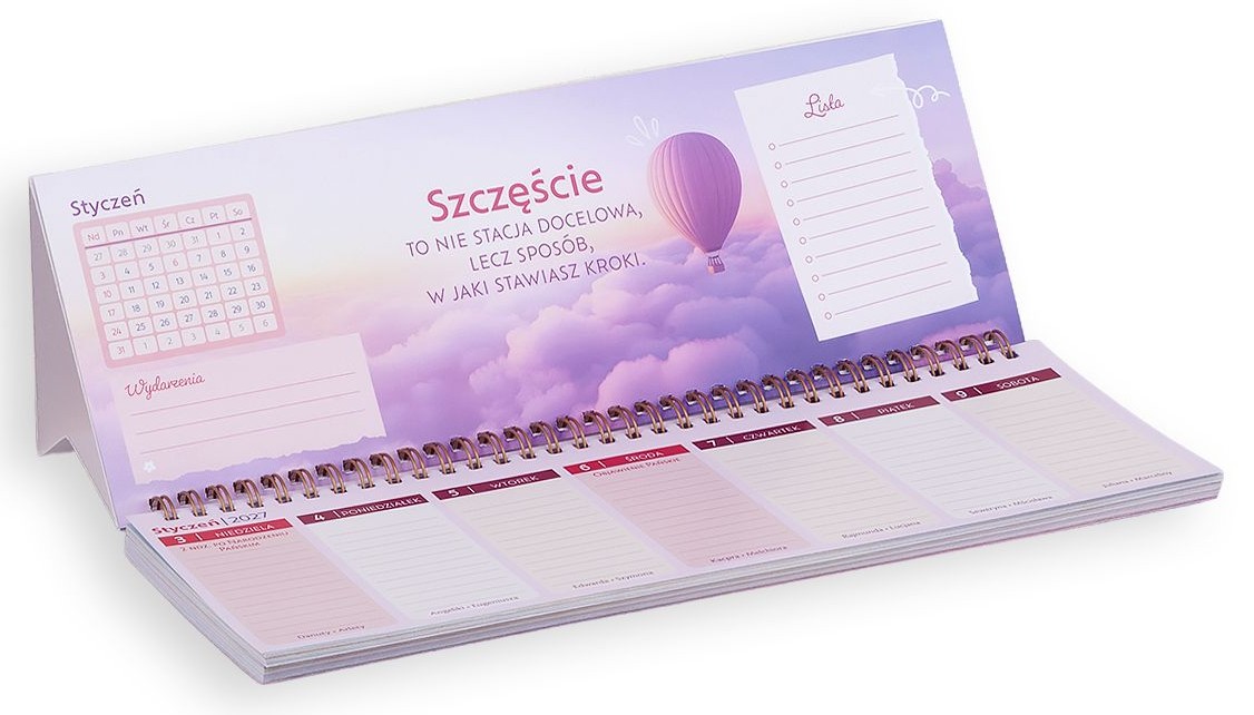 Kalendarz 2027 na biurko - W rytmie tygodnia (29,5x10,5 cm)