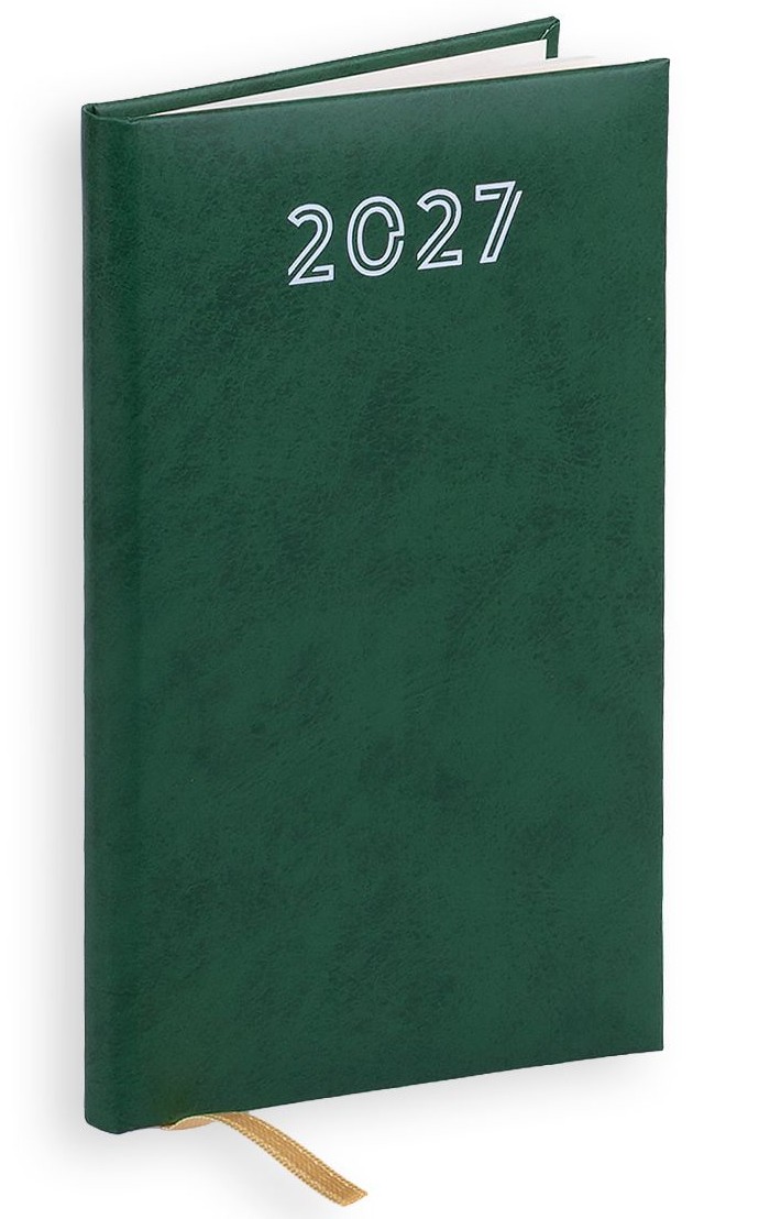 Kalendarz / Terminarz tygodniowy 2027 STANDARD - zielony (9x15,3 cm)