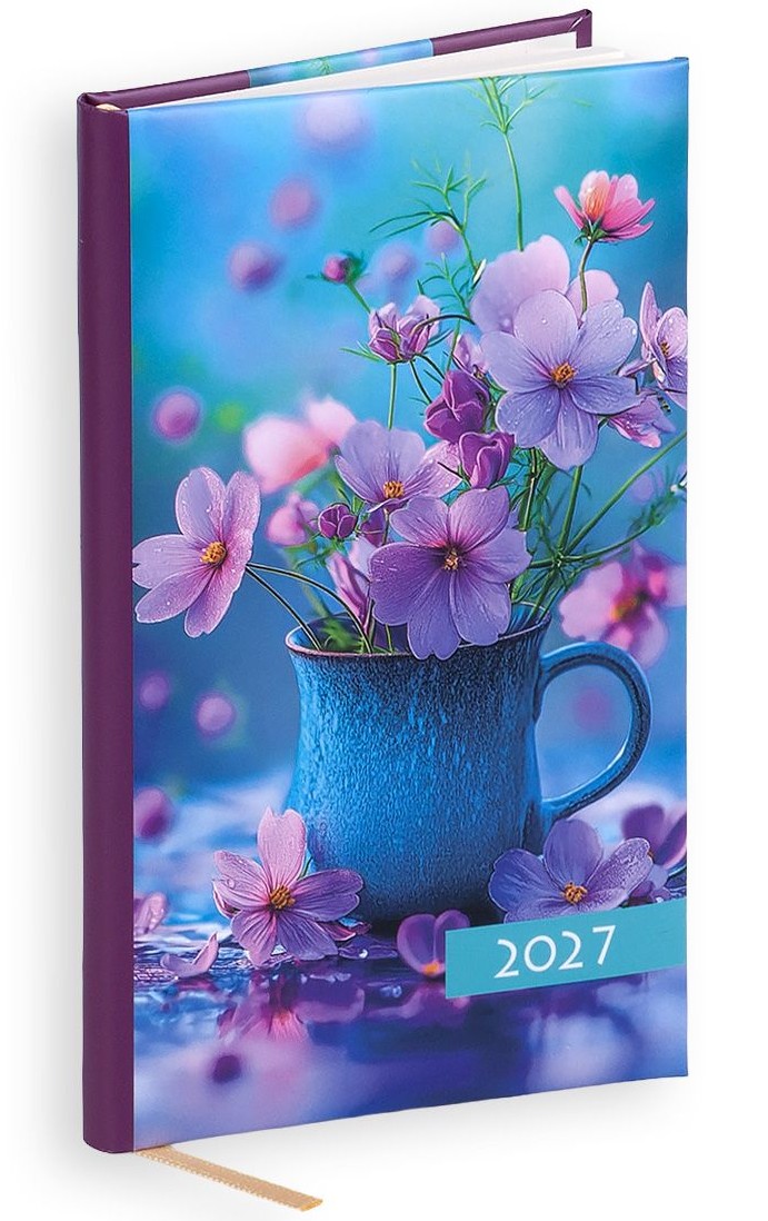 Kalendarz / Terminarz tygodniowy 2027 KOLOROWY - kwiatki (9x15,3 cm)