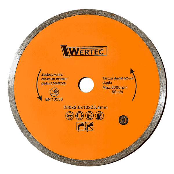 TARCZA DIAMENTOWA CIĄGŁA 250 MM WERTEC - WTDC250