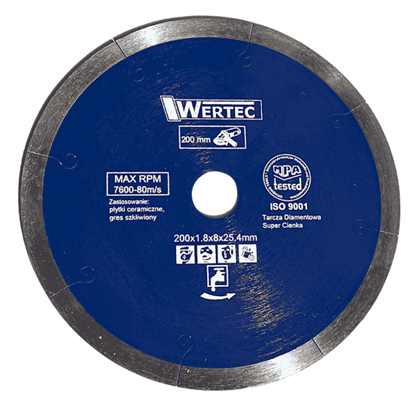 TARCZA DIAMENTOWA SUPER CIENKA 200 MM WERTEC - WTDSC200
