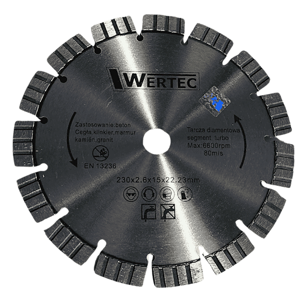 TARCZA DIAMENTOWA SEGMENT. TURBO 230X15MM WERTEC - WTDS23015T