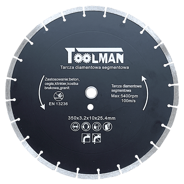 Tarcza diamentowa segm. 350x10x25,4 TOOLMAN - TLTDS350
