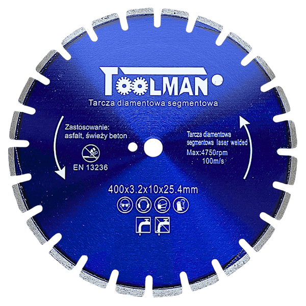 Tarcza diamentowa 400x10x25,4 LASER ASFALT TOOLMAN - TLTDA400