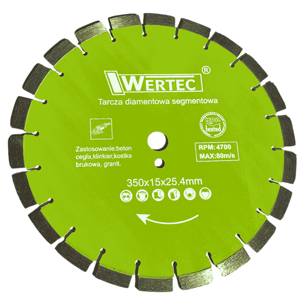 Tarcza diamentowa 350X25,4X15MM na elektr. SILVER GREEN - WTDSG350