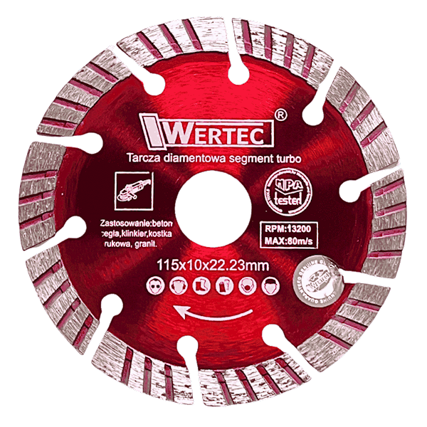 TARCZA DIAMENTOWA SEGMENT.TURBO "S" 115X10MM WERTEC - WTDS11510TS