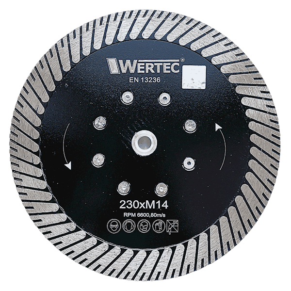 Tarcza diamentowa do cięcia granitu 230mm  M14 - WTDG230M14