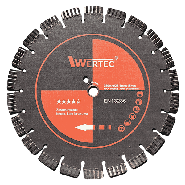 Tarcza diamentowa 350x25,4x15 segment turbo GRAFIT - WTDSB35025
