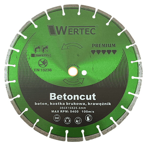 Tarcza Diamentowa 350x10x25,4 segment GREEN WERTEC betoncut - WTD35010S
