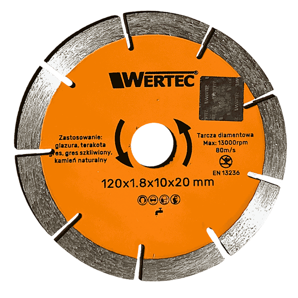 Tarcza diamentowa 120x20x10mm segmentowa - WTDC120S