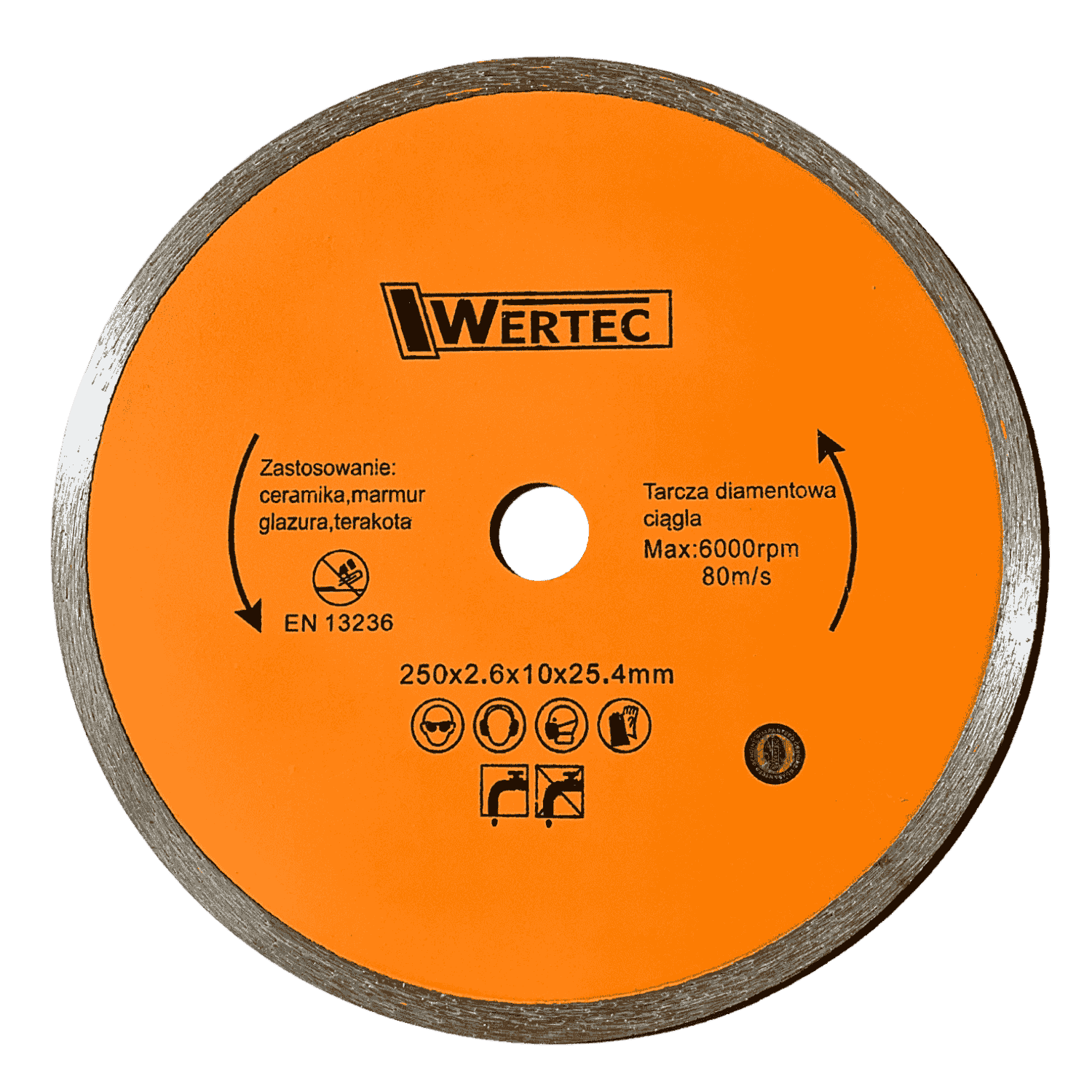 TARCZA DIAMENTOWA CIĄGŁA 250 MM WERTEC - WTDC250