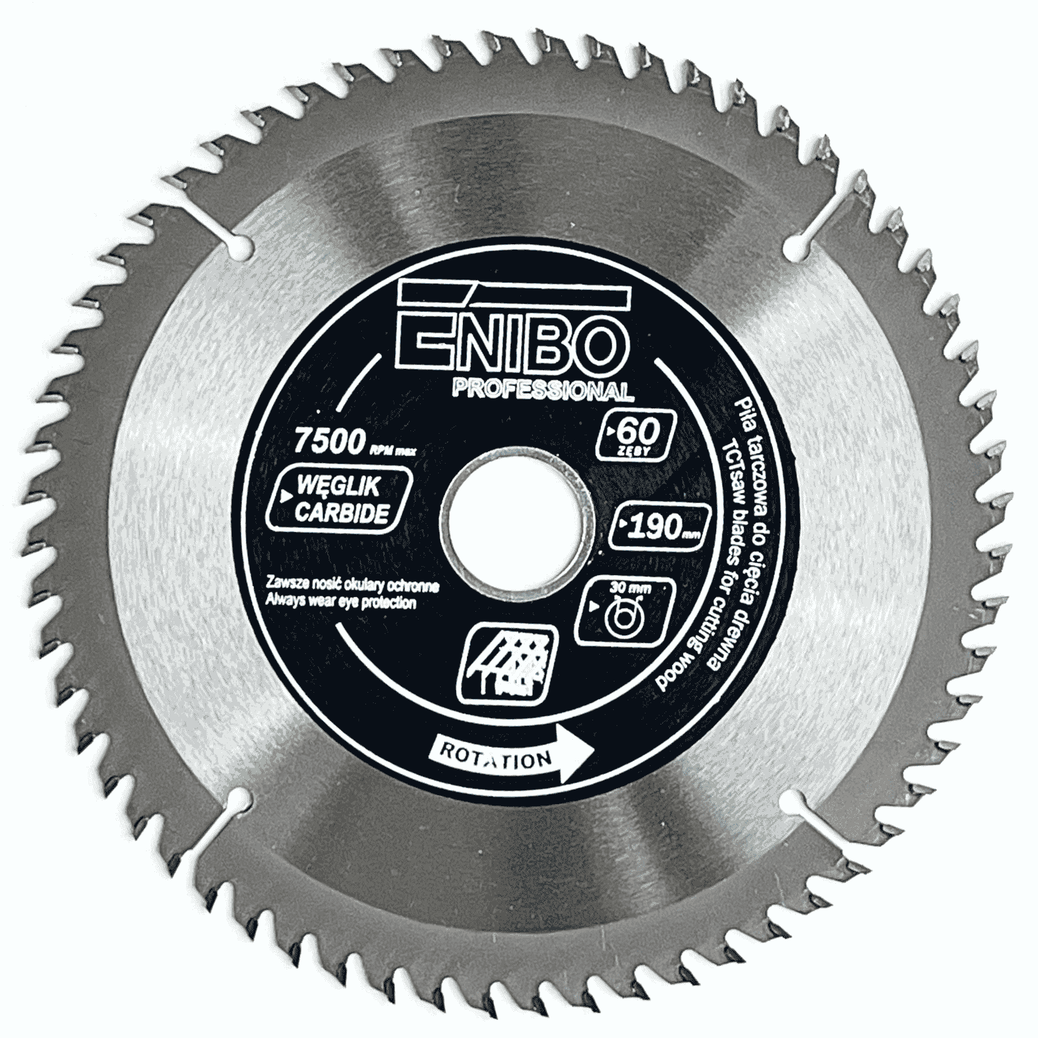 Piła tarcz. do cięcia drewna 190x30x60z - TCT19060