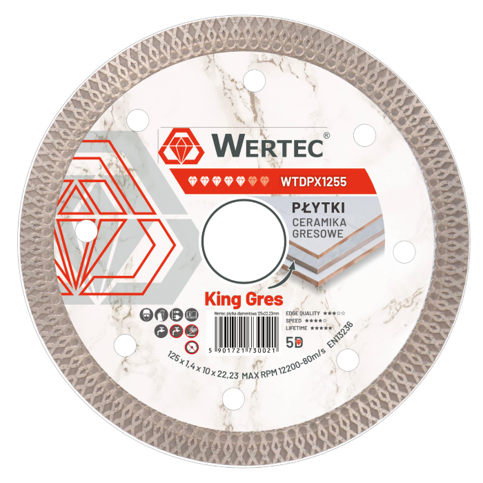 Tarcza Diamentowa KING GRES 125x22,23x10mm - KINGGRES125
