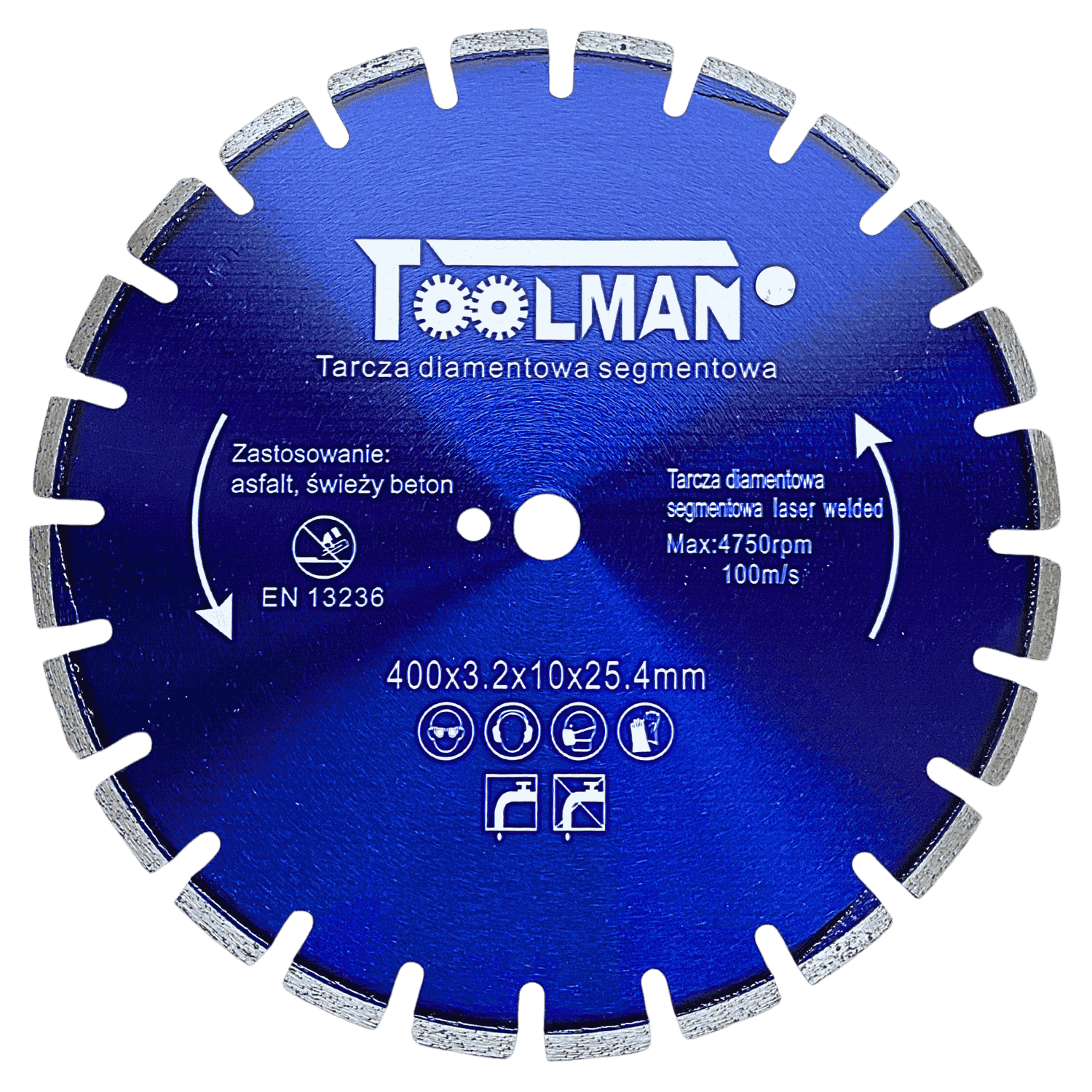 Tarcza diamentowa 400x10x25,4 LASER  ASFALT TOOLMAN - TLTDA400