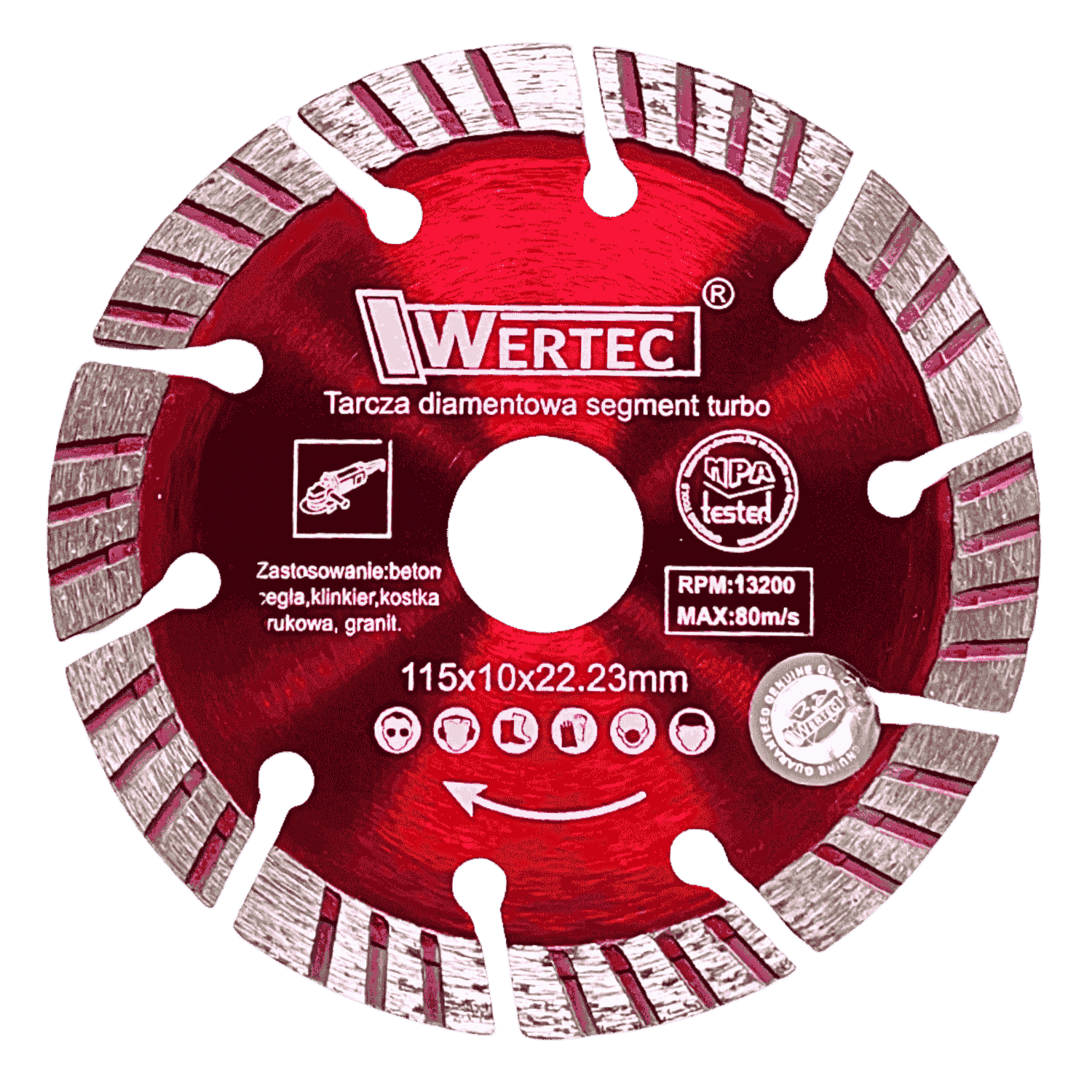 TARCZA DIAMENTOWA SEGMENT.TURBO "S" 115X10MM WERTEC - WTDS11510TS