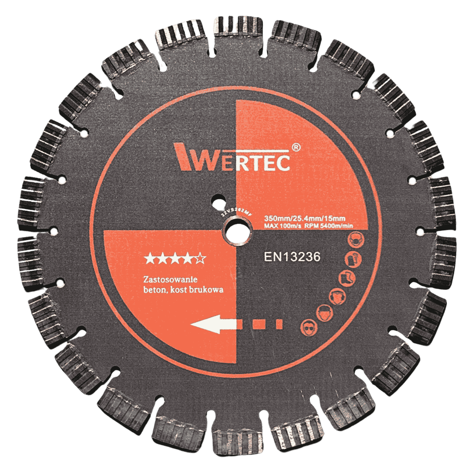 Tarcza diamentowa 350x25,4x15 segment turbo GRAFIT - WTDSB35025