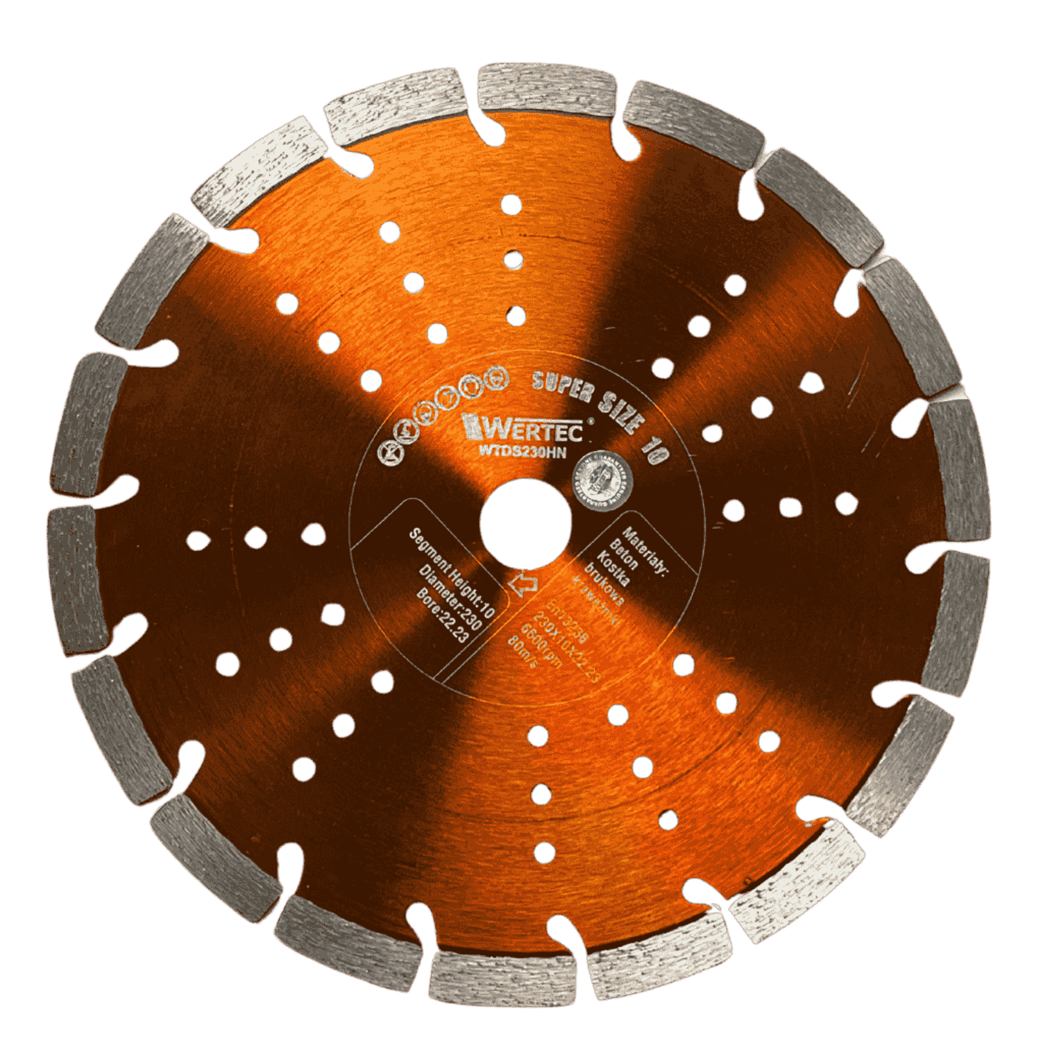 Tarcza diamentowa 230x22,23x10mm PREMIUM WERTEC - WTDS230HN