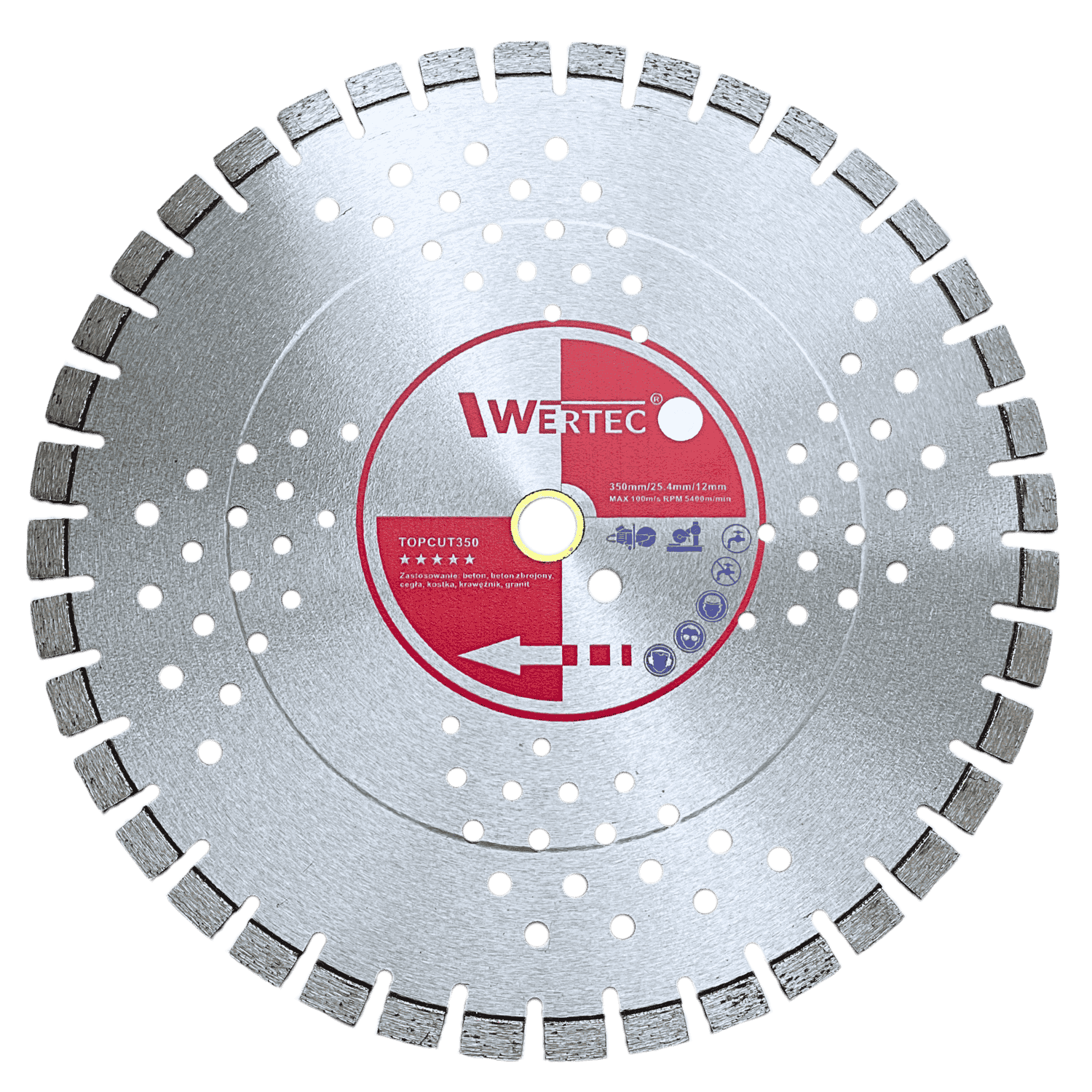 Tarcza diamentowa TOPCUT 350x12x25.4-20mm WERTEC - TOPCUT350