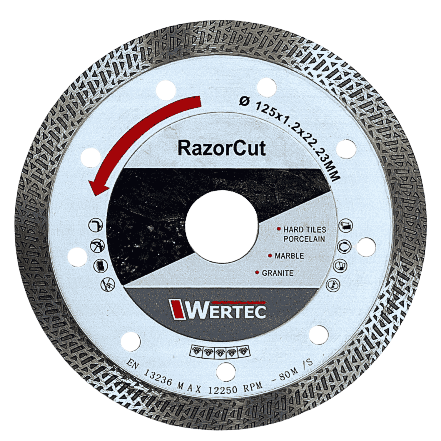 Tarcze diamentowa RAZORCUT 125x22,23 WERTEC - RAZORCUT125