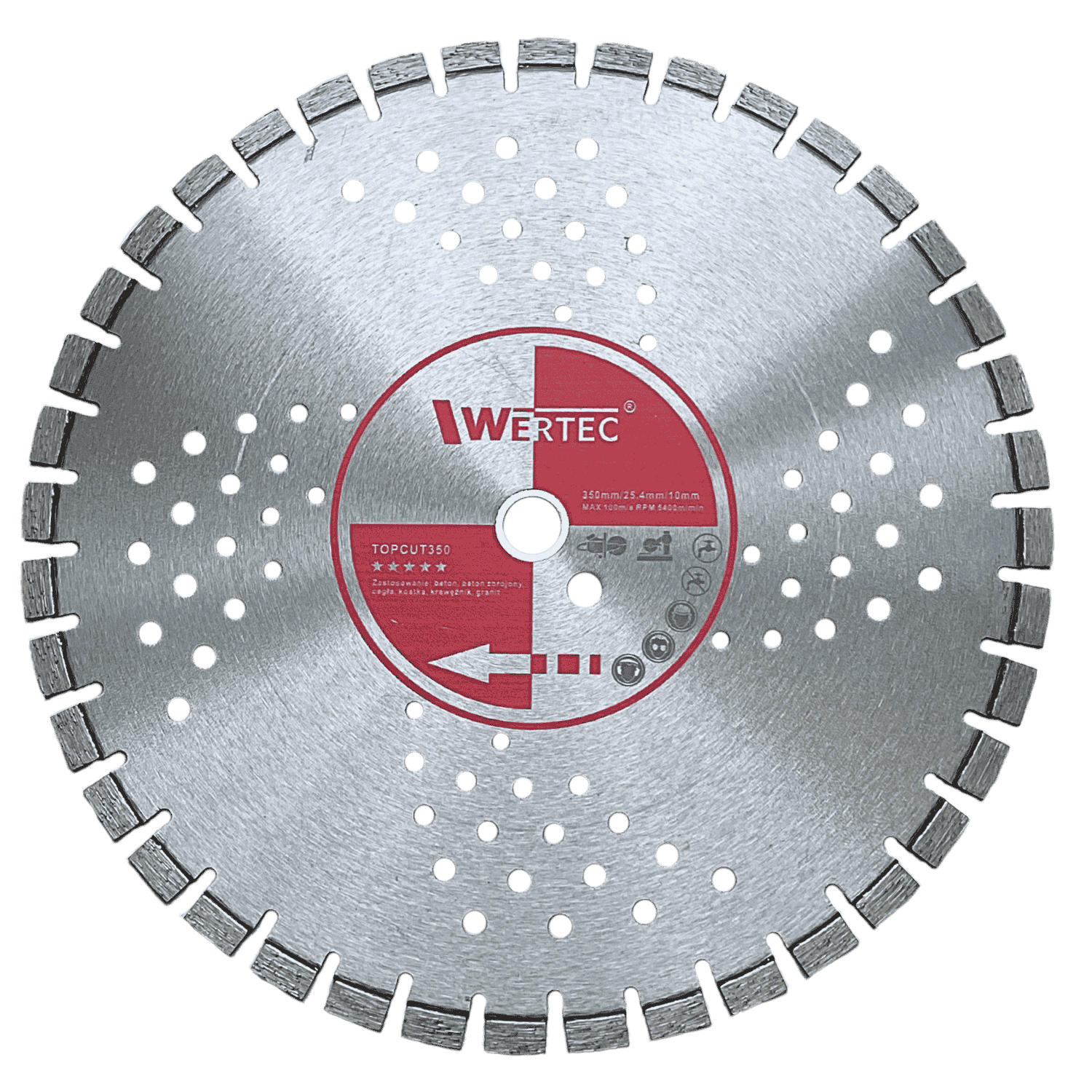 Tarcza diamentowa TOPCUT 350x10x25.4-20mm WERTEC - TOPCUT35010