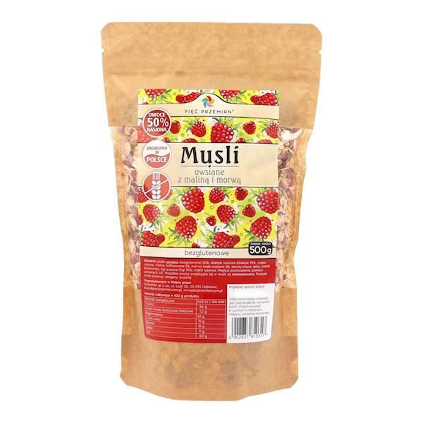 MUSLI MALINA Z MORWĄ 500G 5P.
