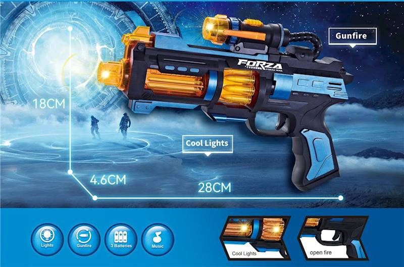 Pistolet z dźwiękami na baterie