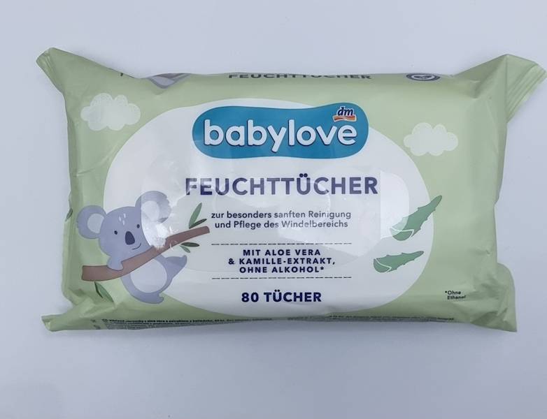 Chusteczki nawilżane babylove z aloesem i wyciągiem z rumianku
