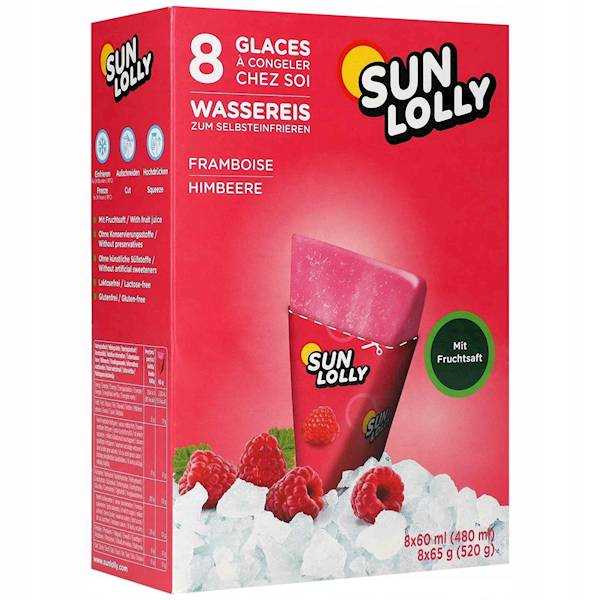 Sun Lolly Himbeere lody wodne do mrożenia malinowe 8 szt 520g